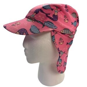 Lucky 7 Pink Mermaid/Fish/Anchor Sunhat Back of Neck Protection Ages 0-3